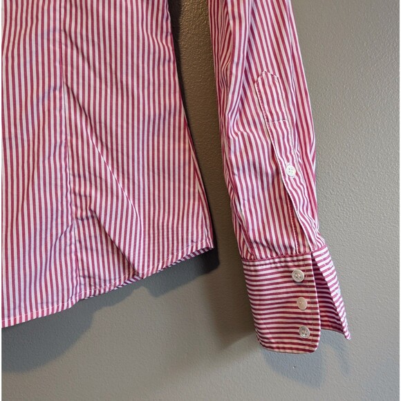 J.Crew Size XS Vintage Top Womens Red Stripe Shirt Button Up Long Sleeve VTG - Picture 4 of 5
